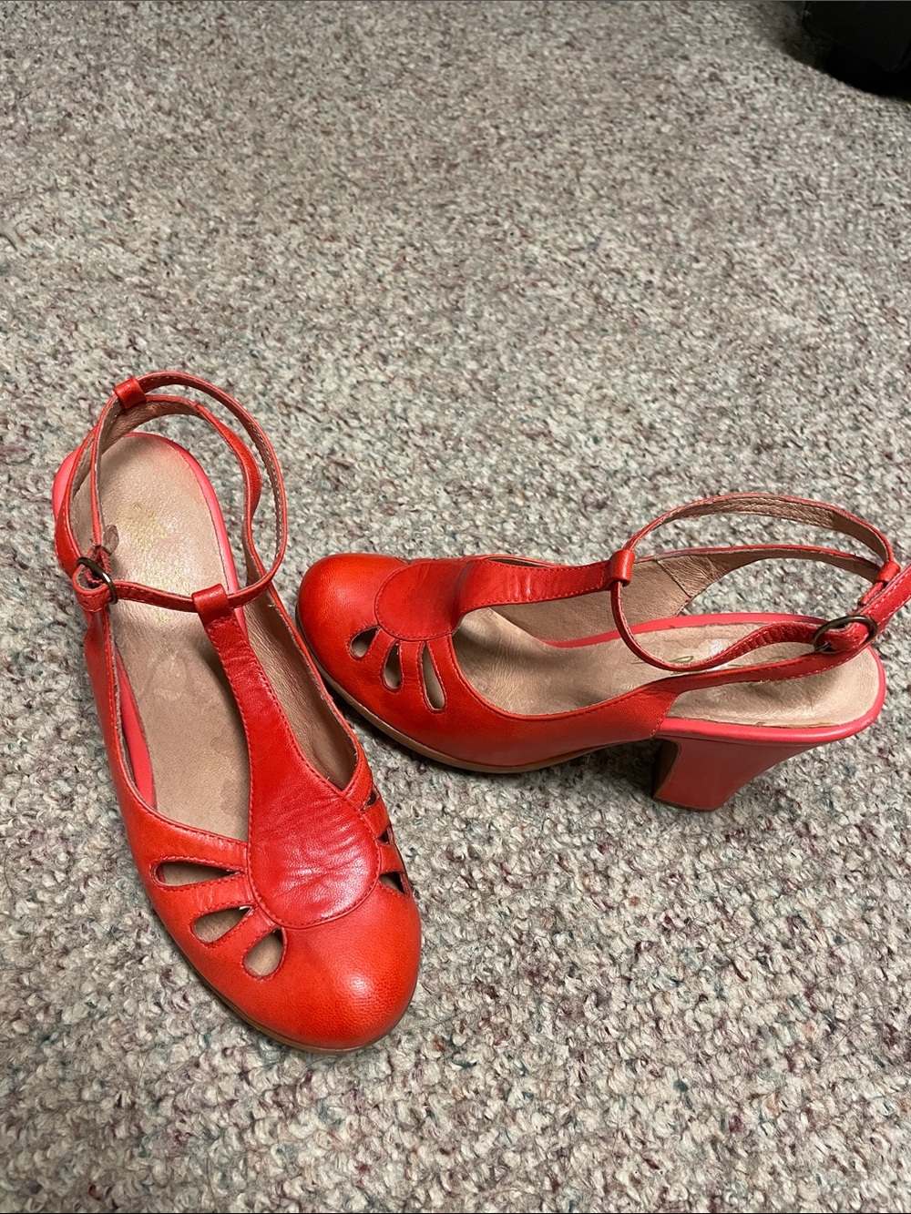 Miz mooz Harlow Red Women's Cutout ankle strap Heels- almost new